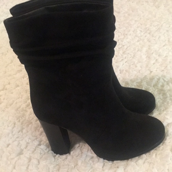 Black Faux Suede Ankle Booties - Picture 2 of 8